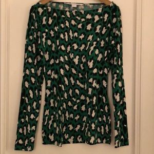 Diane von Furstenberg Green Leopard Shirt